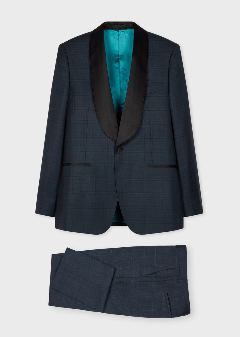 Dark Navy Check Superfine Merino Wool Suit 1