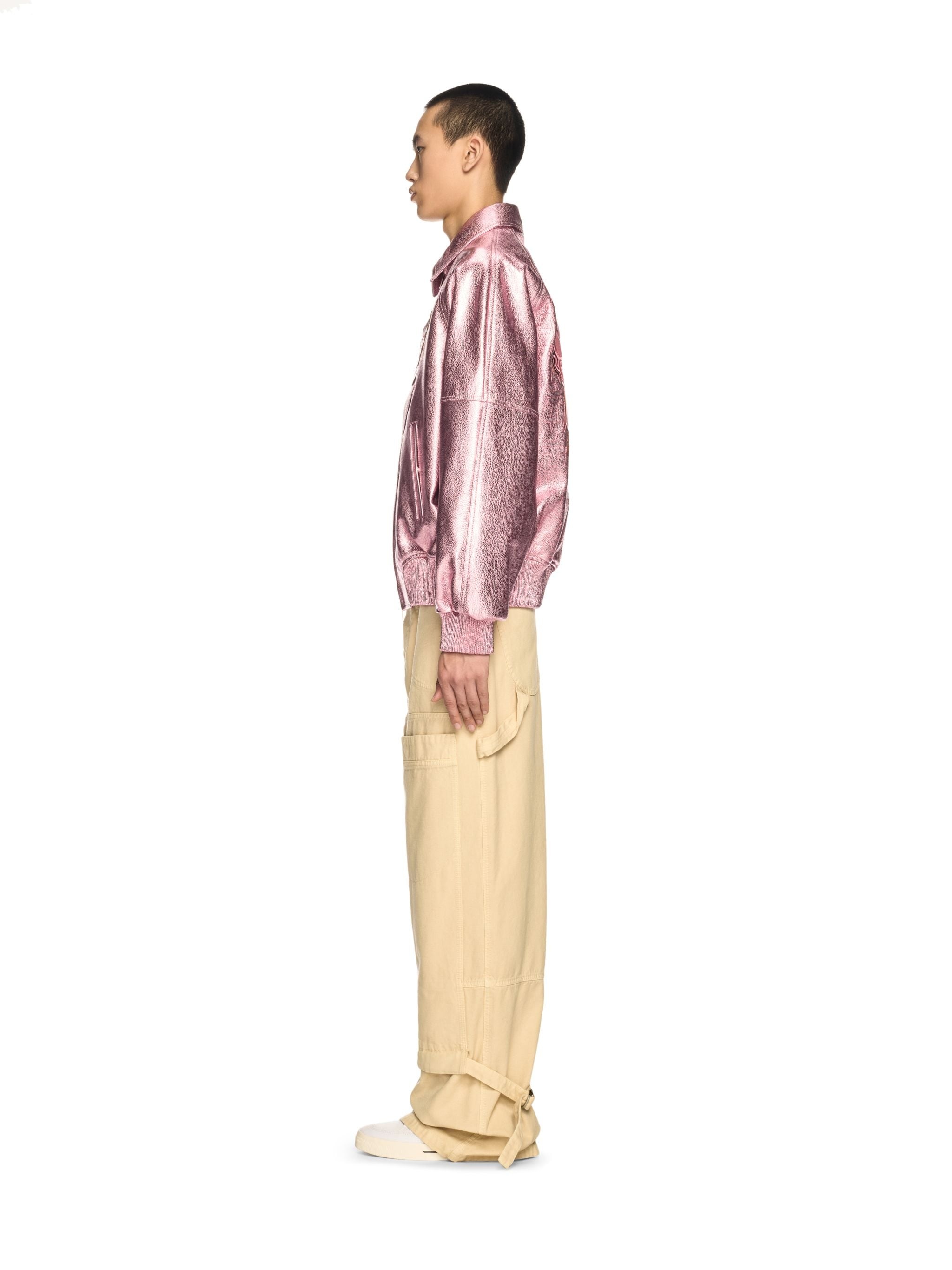 Pink Scorpion Leather Raglan Varsity Jacket - 3