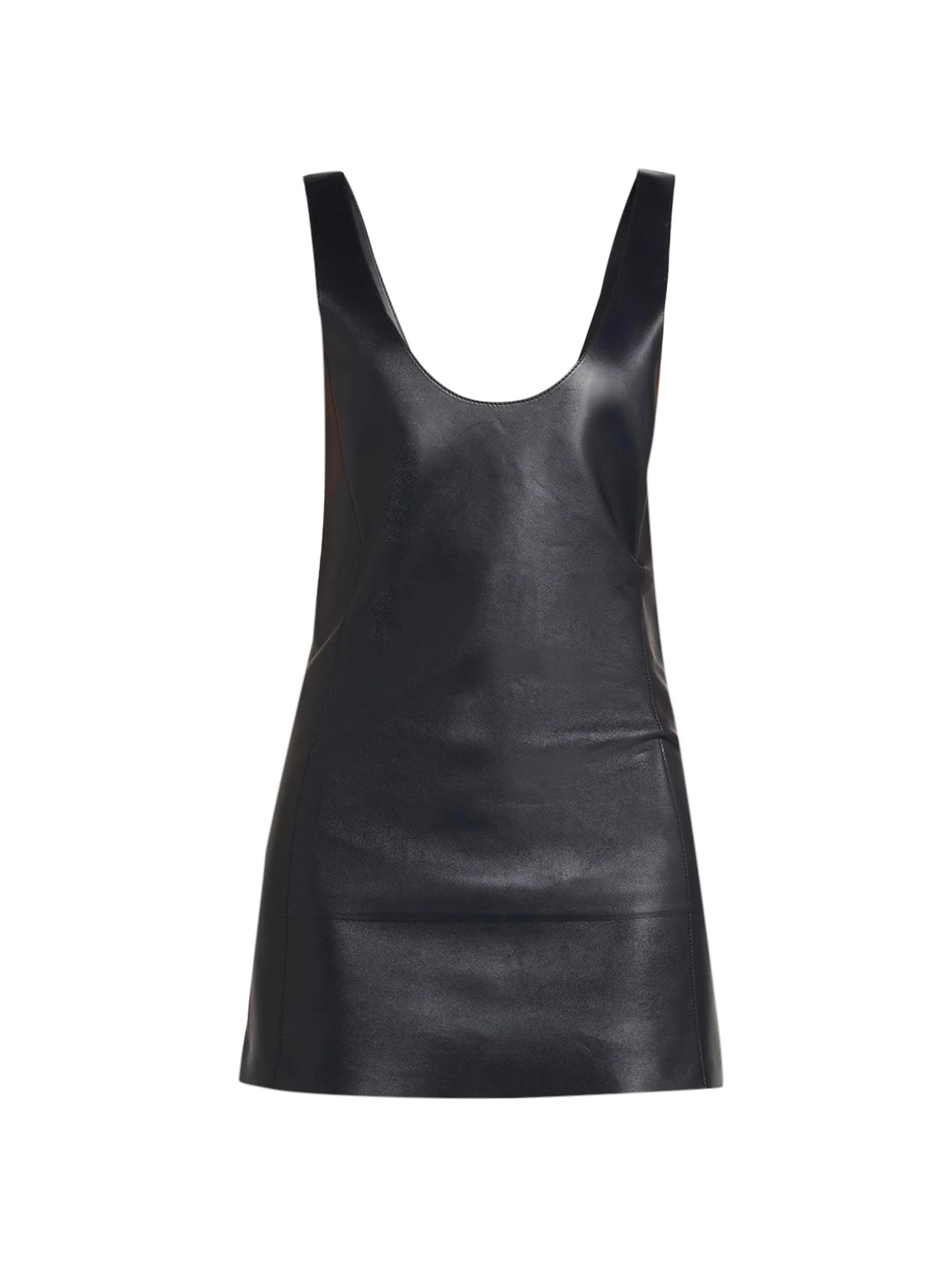 Women's Scoopneck Open-Back Leather Top - Midnight Blue - 1