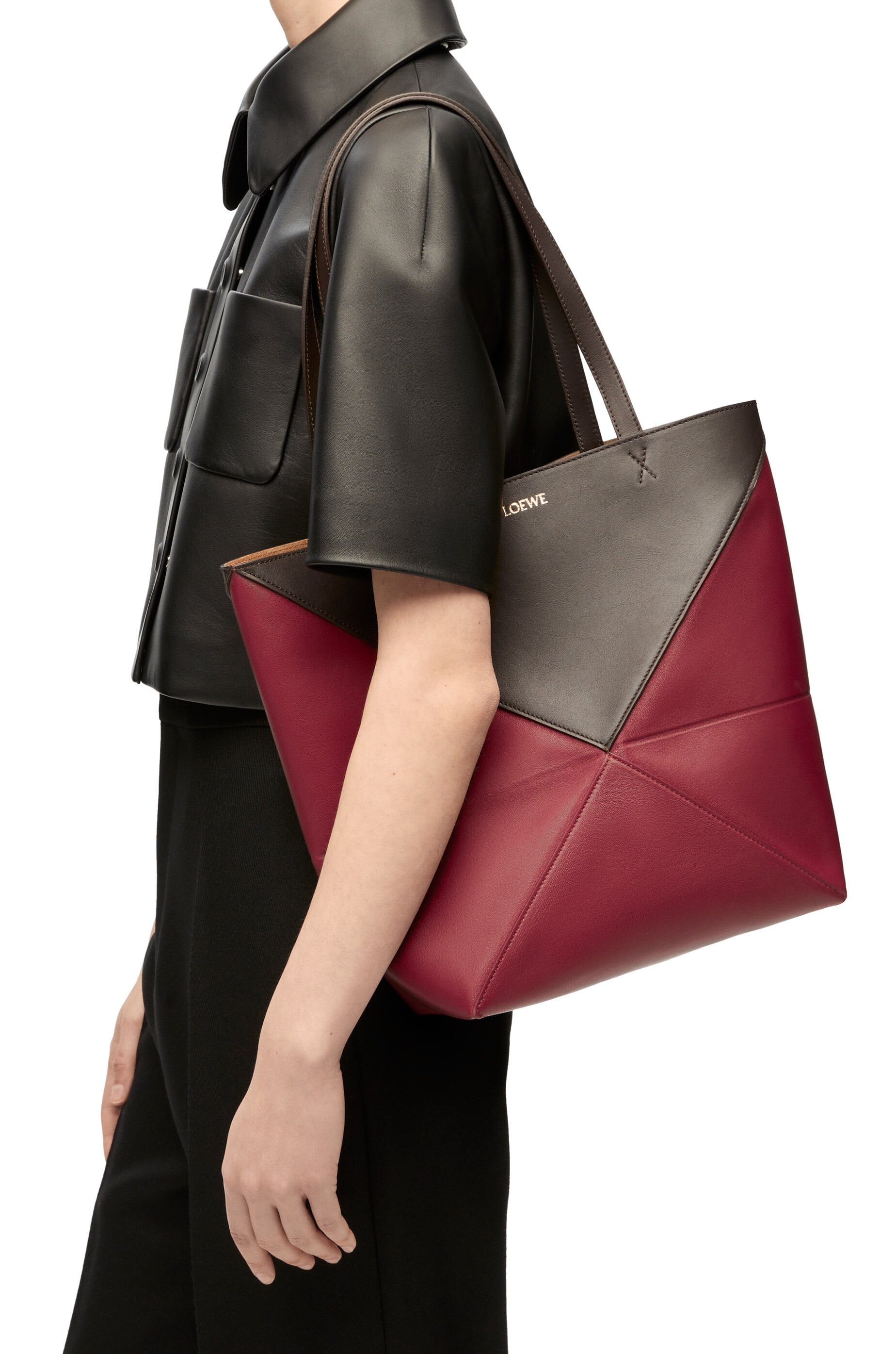 Puzzle Fold Tote in shiny calfskin - 3