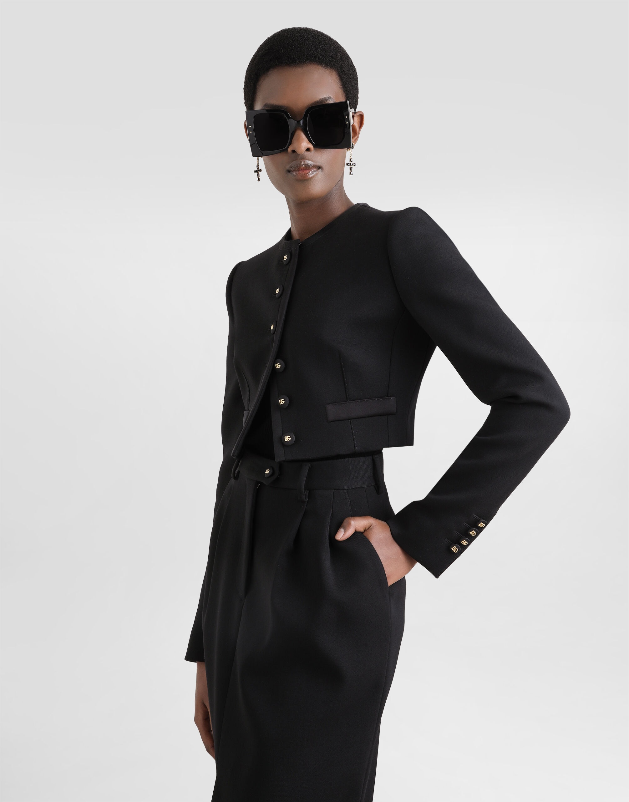 Cropped single-breasted wool jacket - 4