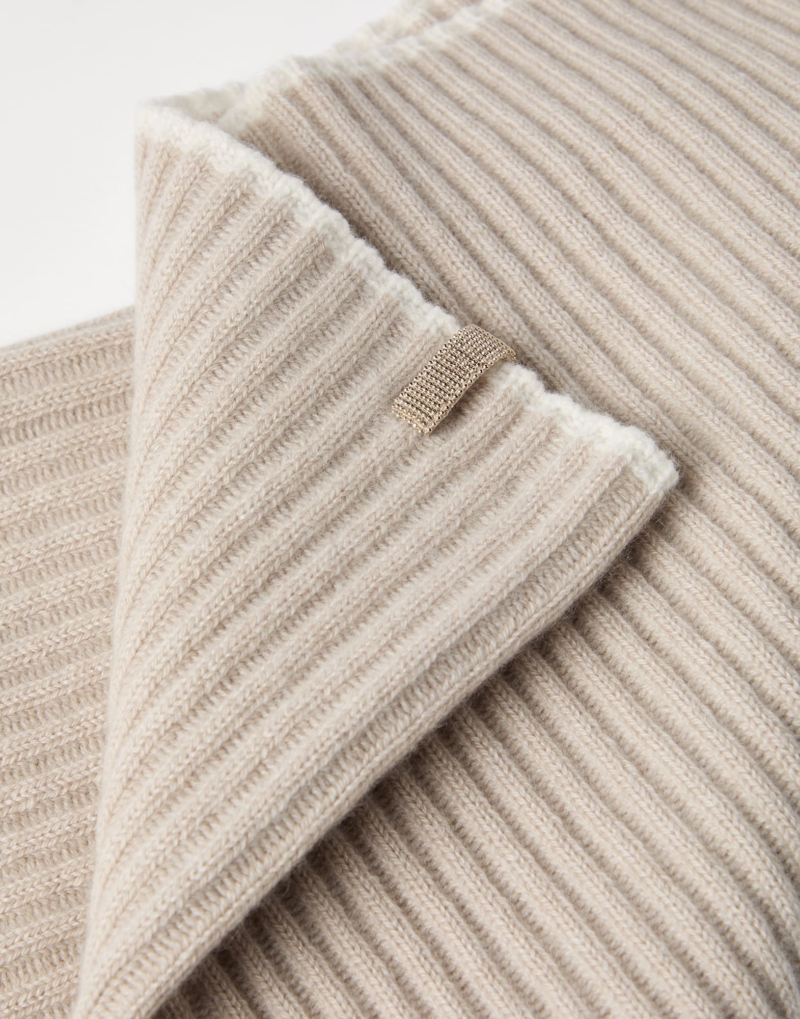 Cashmere rib knit neck warmer with monili - 2