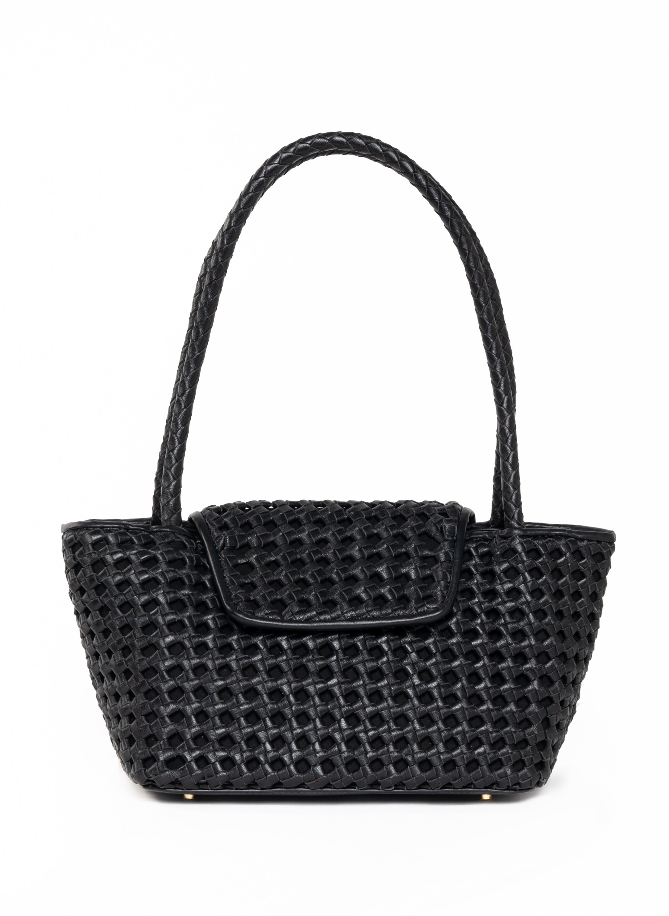 Courrier Tote Woven Leather Black - 1