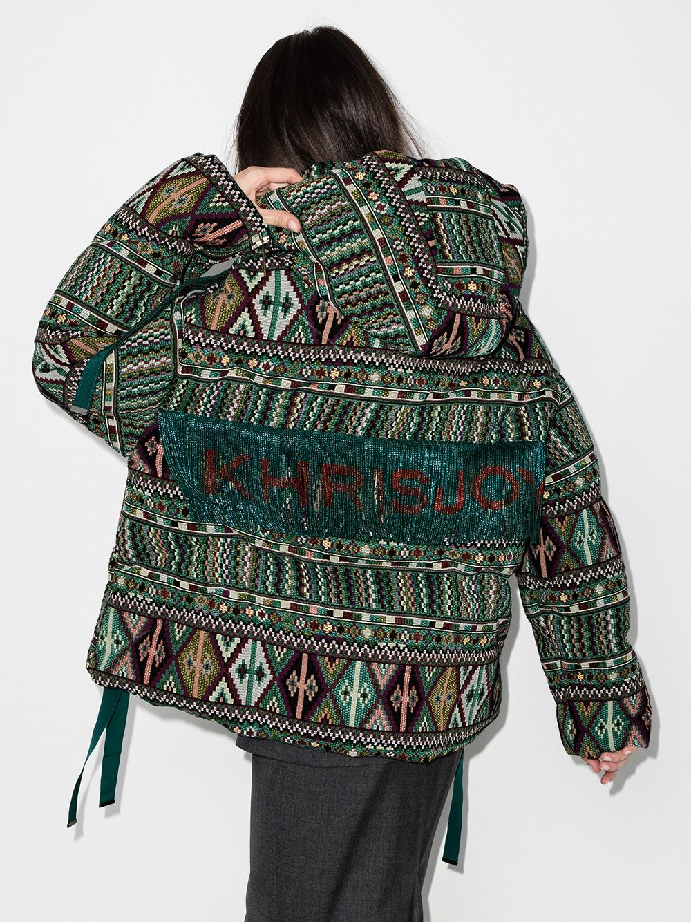 Khris geometric-print down padded jacket - 3