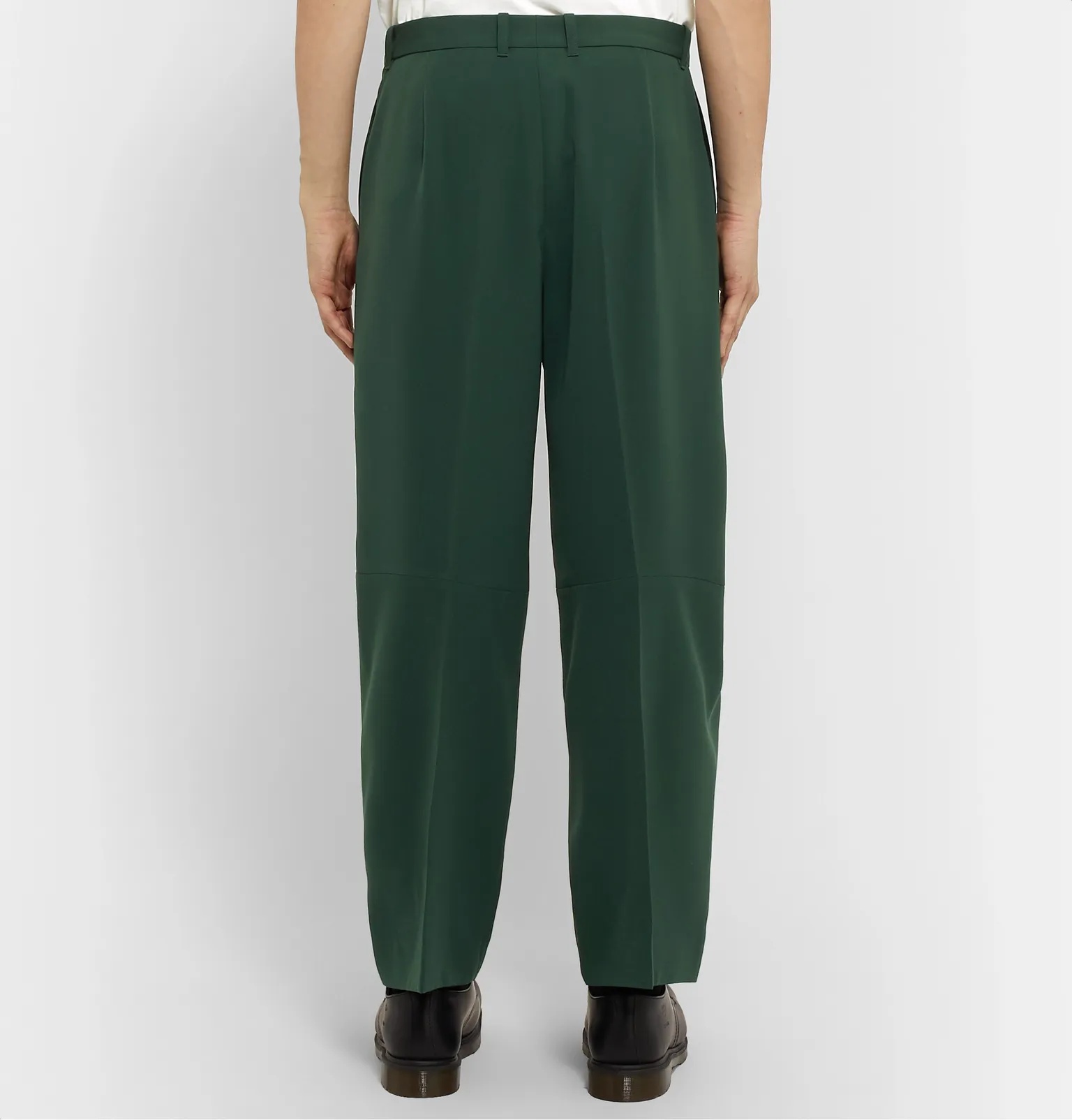 Bottle-Green Wide-Leg Twill Trousers - 5