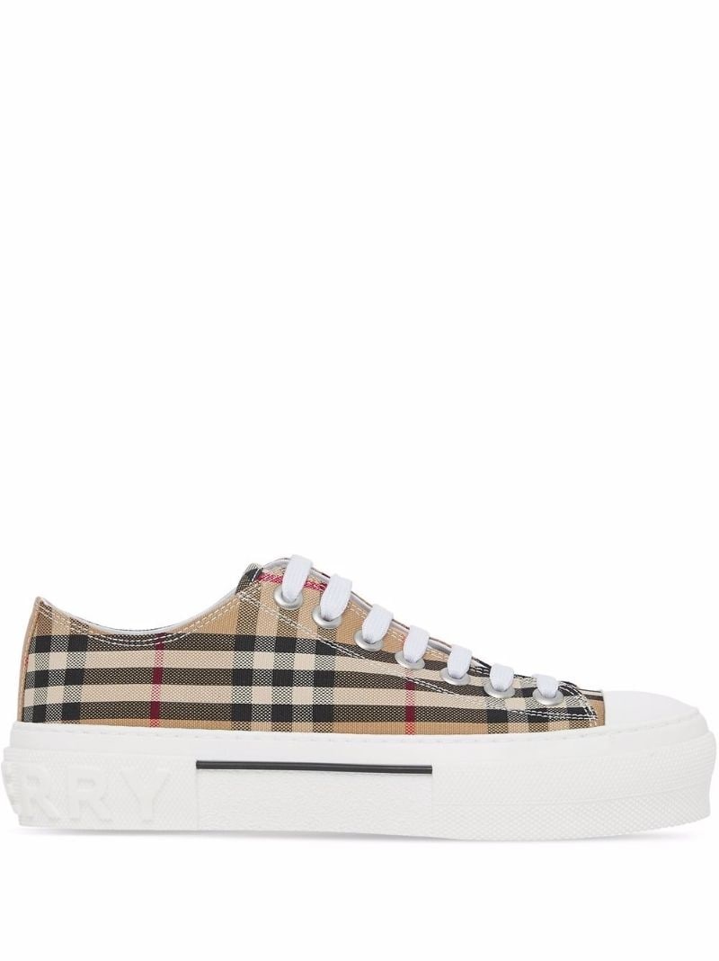 Vintage check cotton sneakers - 1