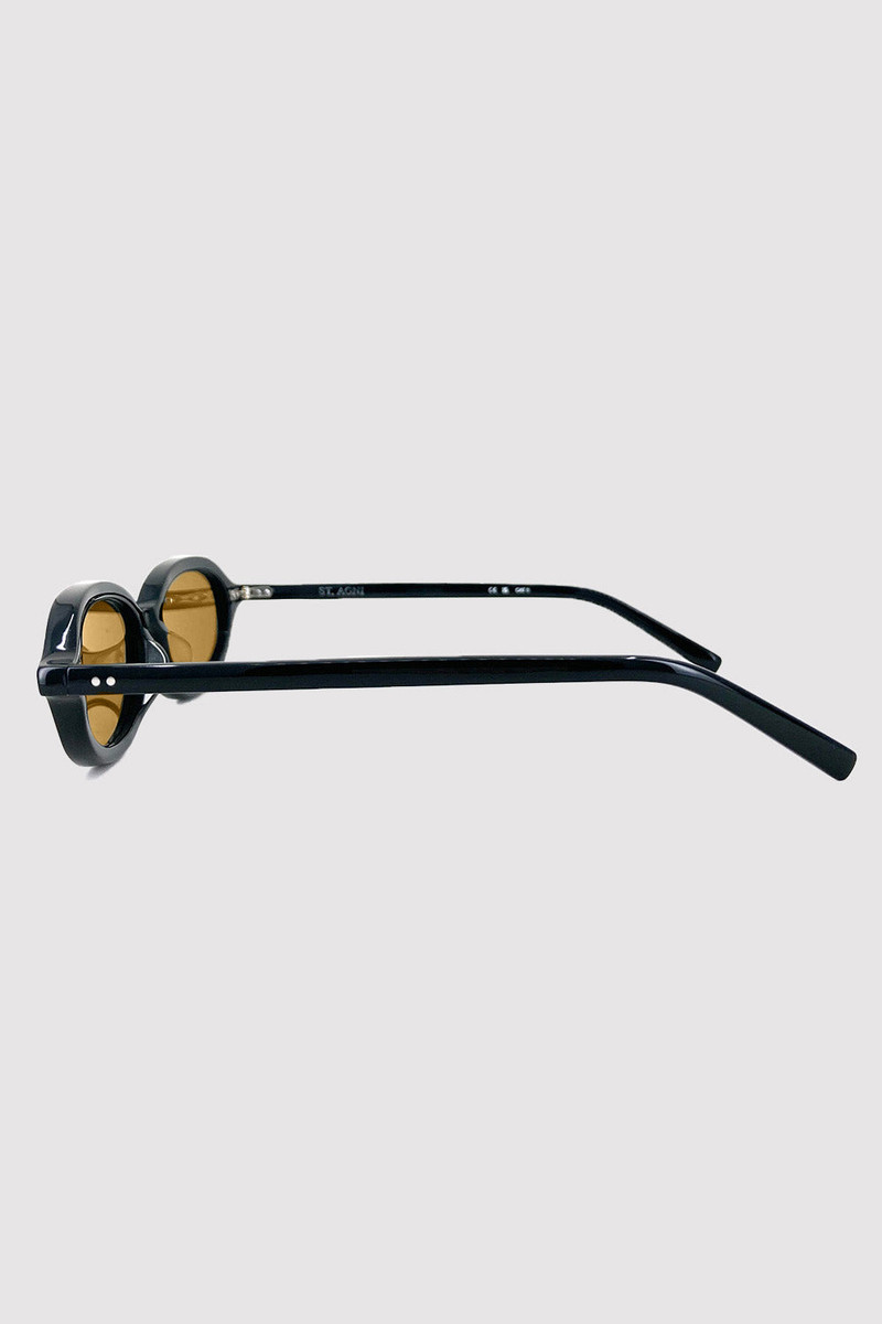 90s Slim Oval Sunglasses - Black/Brown 6
