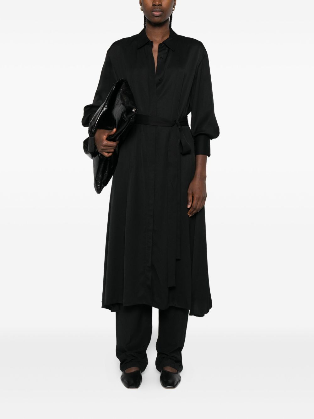 belted shirt midi dress - 2