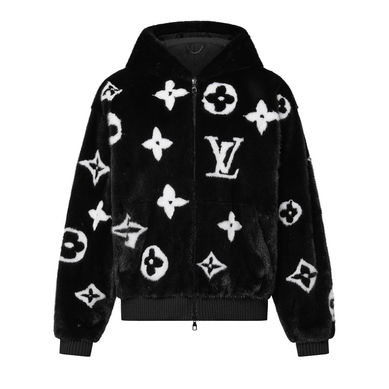 Monogram Mink Fur Zipped Hoodie 1