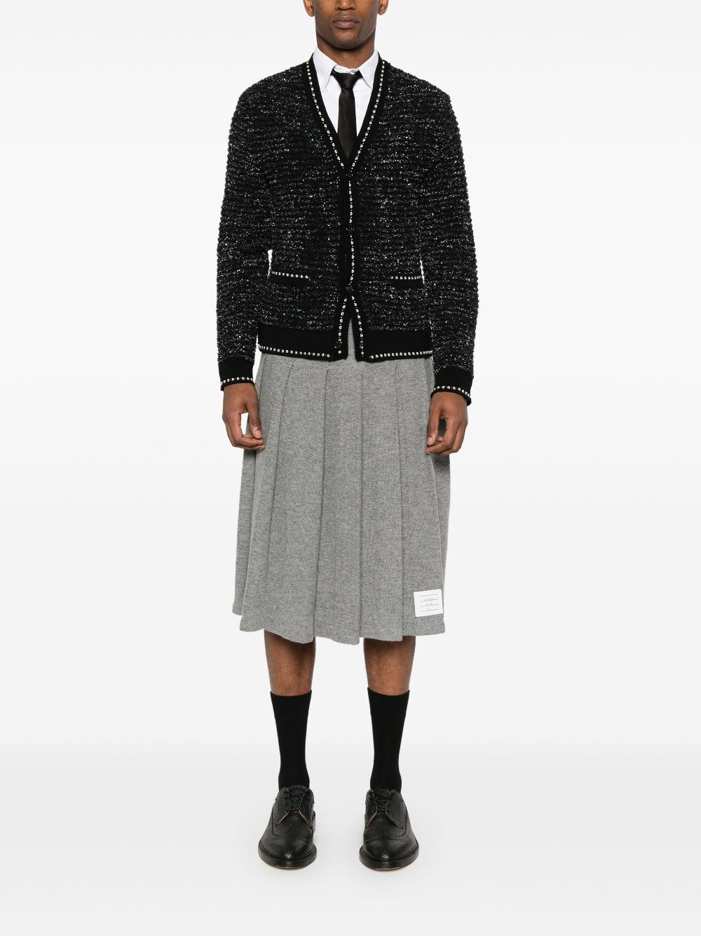 V-neck tweed cardigan - 2