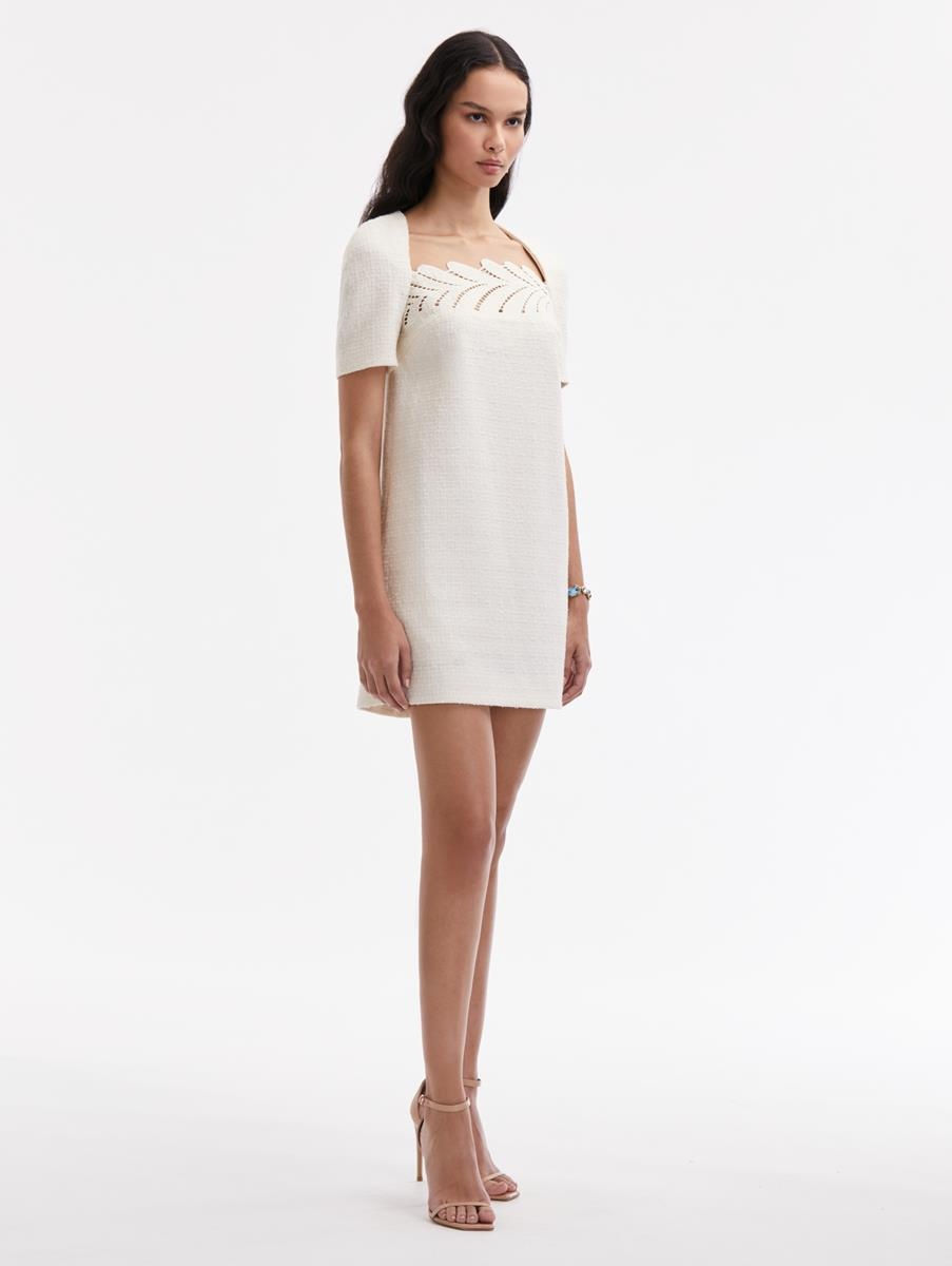 FERN EMBROIDERED TWEED SHIFT DRESS - 3