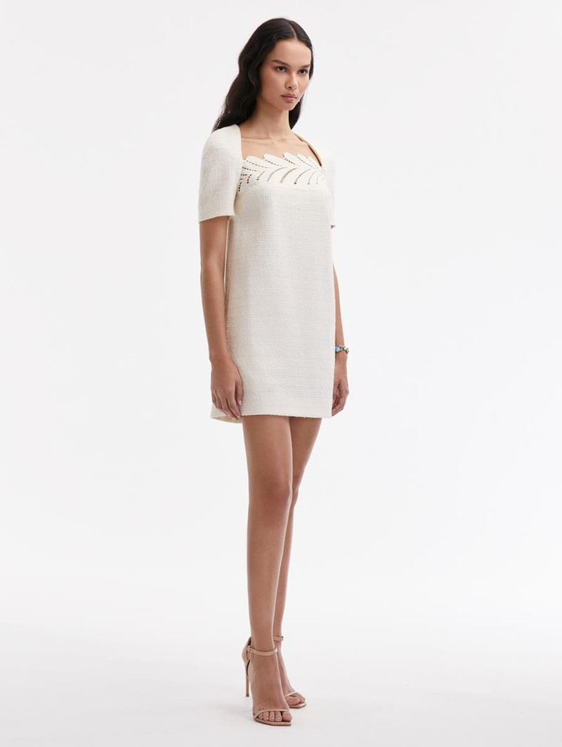 FERN EMBROIDERED TWEED SHIFT DRESS 3