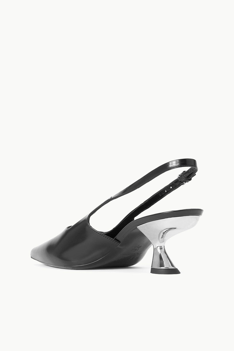STAUD NEVE SLINGBACK KITTEN HEEL BLACK METALS 7