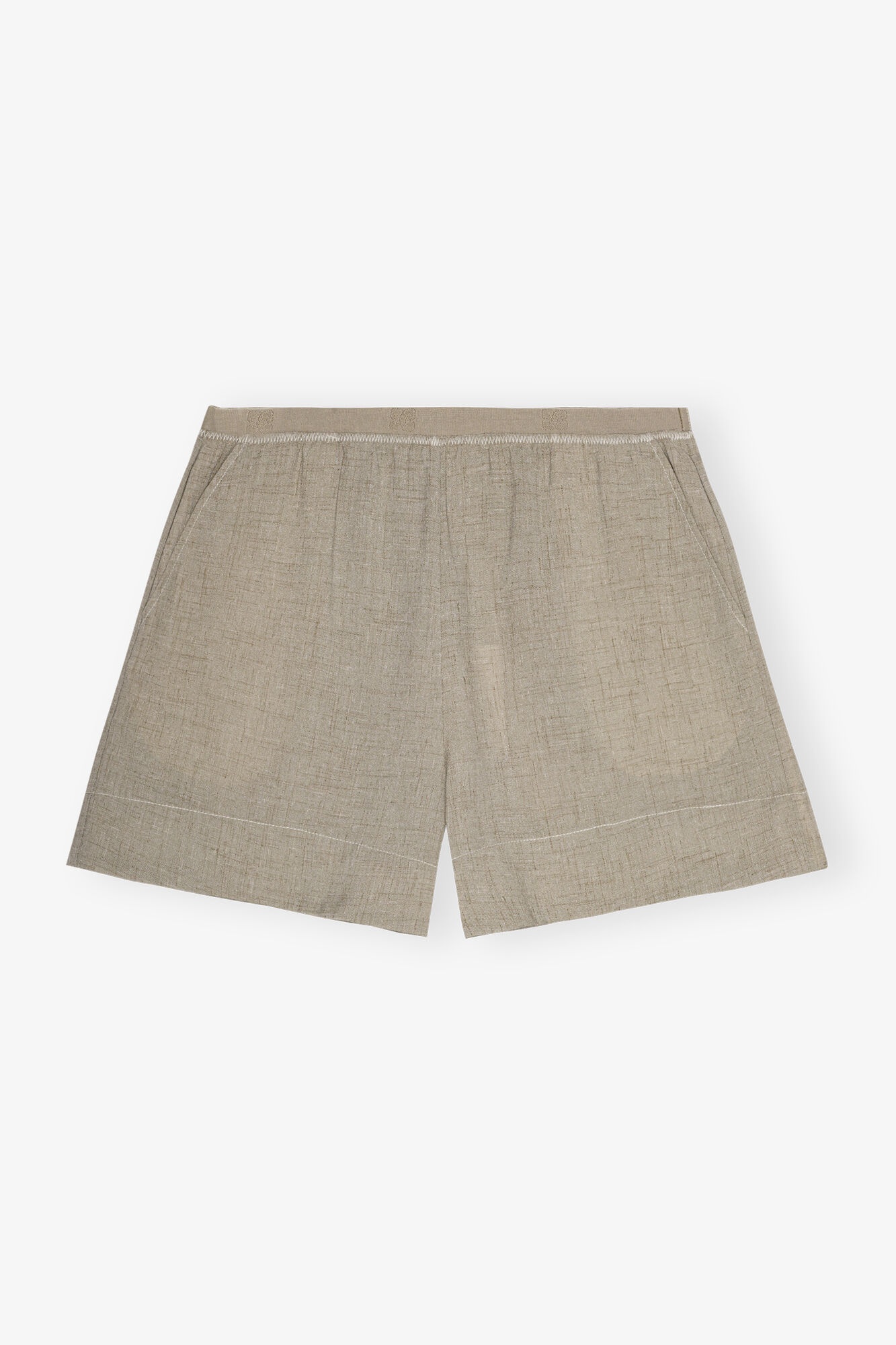 GREY LIGHT MELANGE SUITING ELASTICATED SHORTS - 1