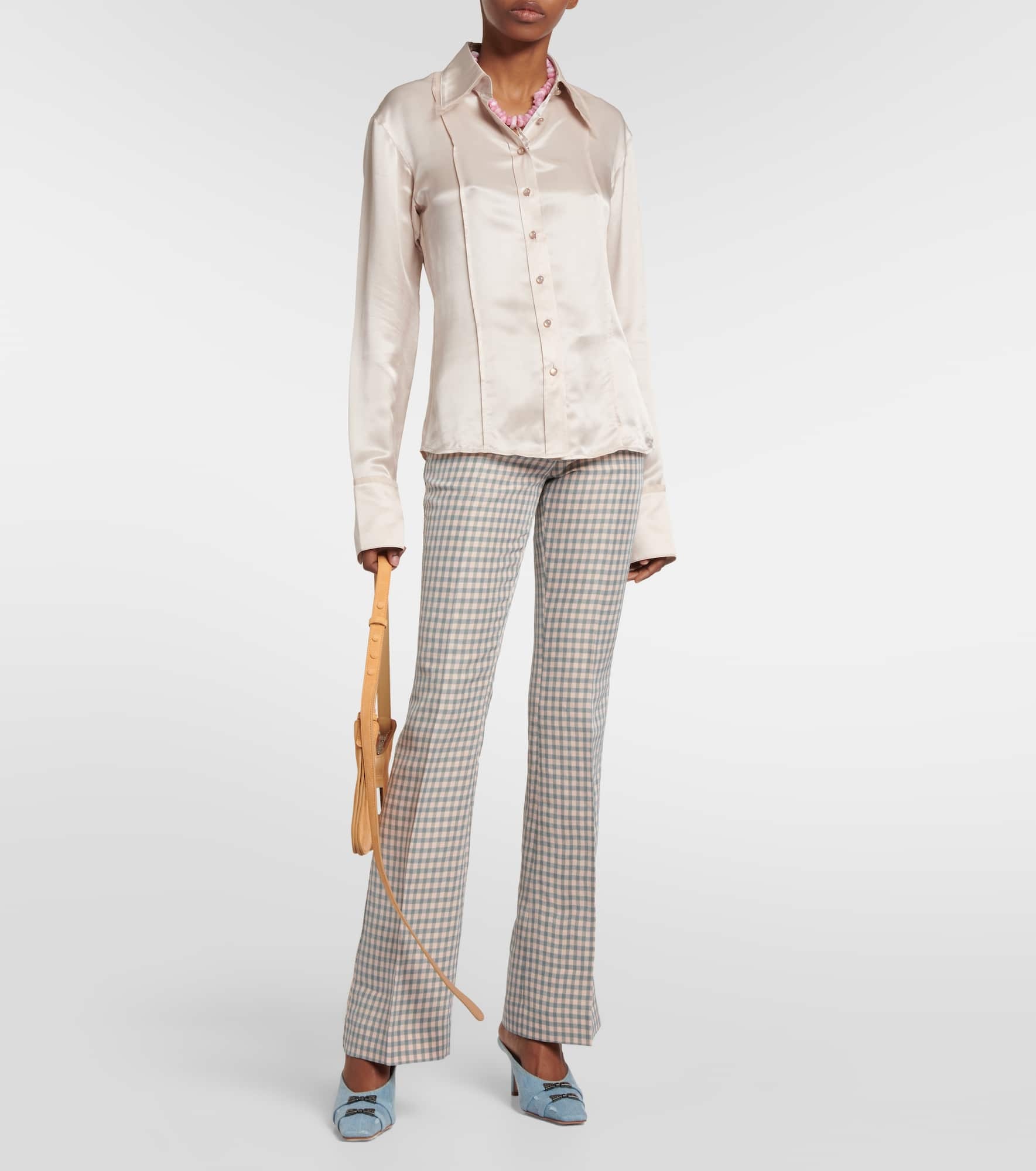 Checked low-rise pants - 2