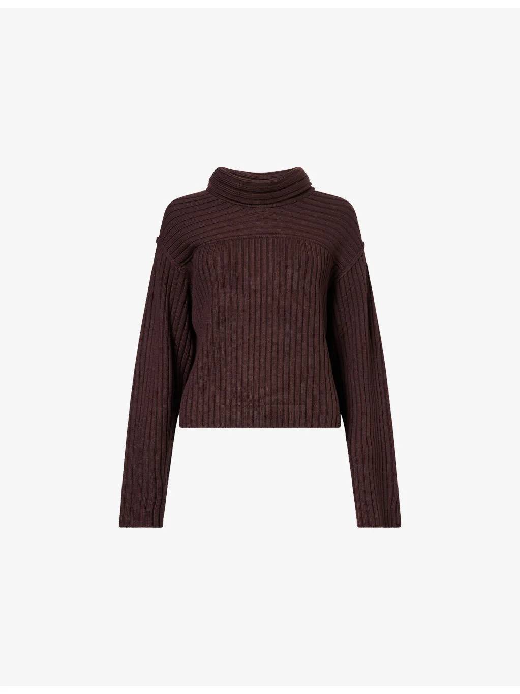 Ribbed Crop Turtleneck Merino Wool Jumper - 1