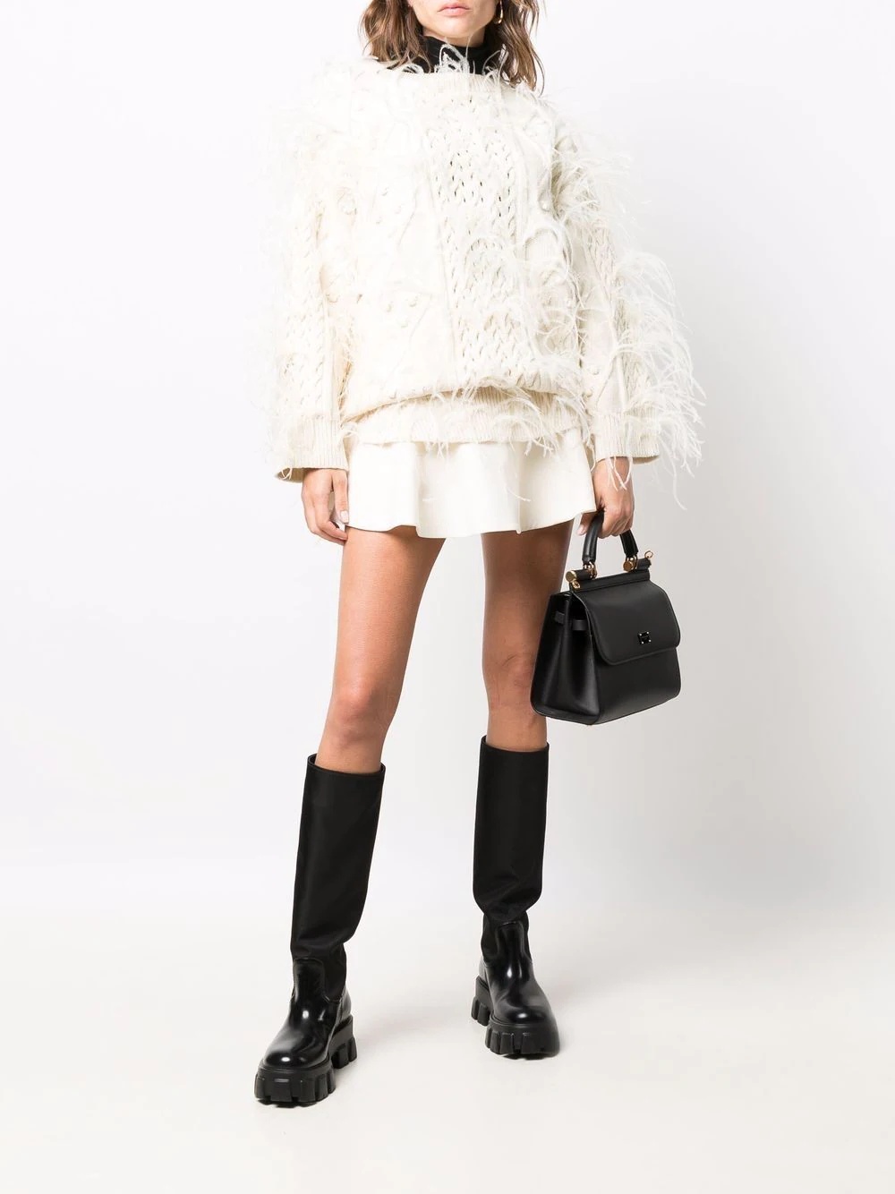 feather-embellished wool jumper - 2