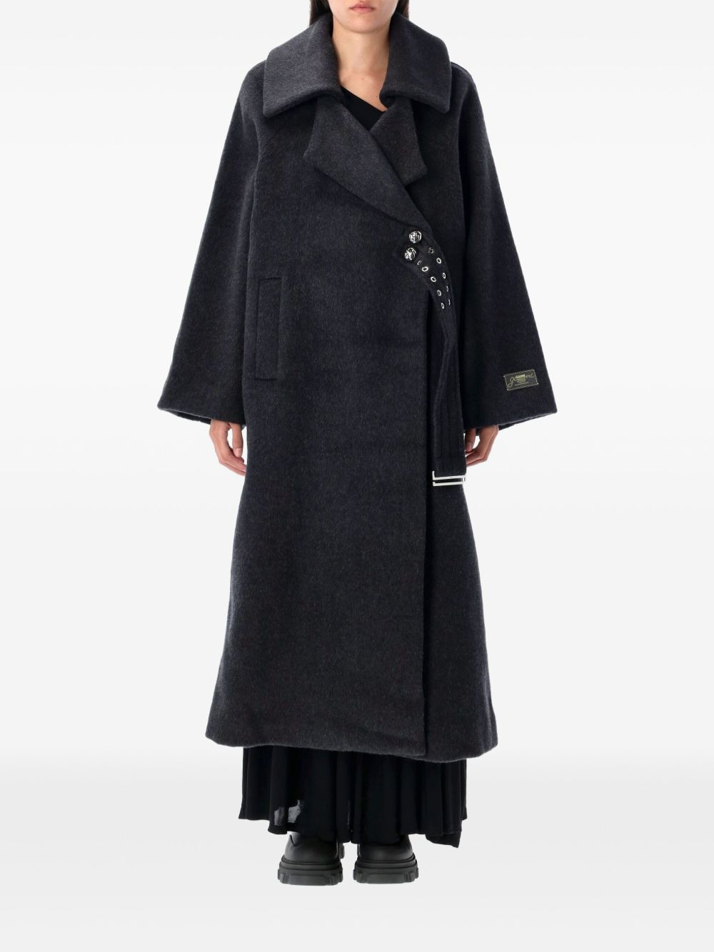 double-face wool lace-up coat - 1