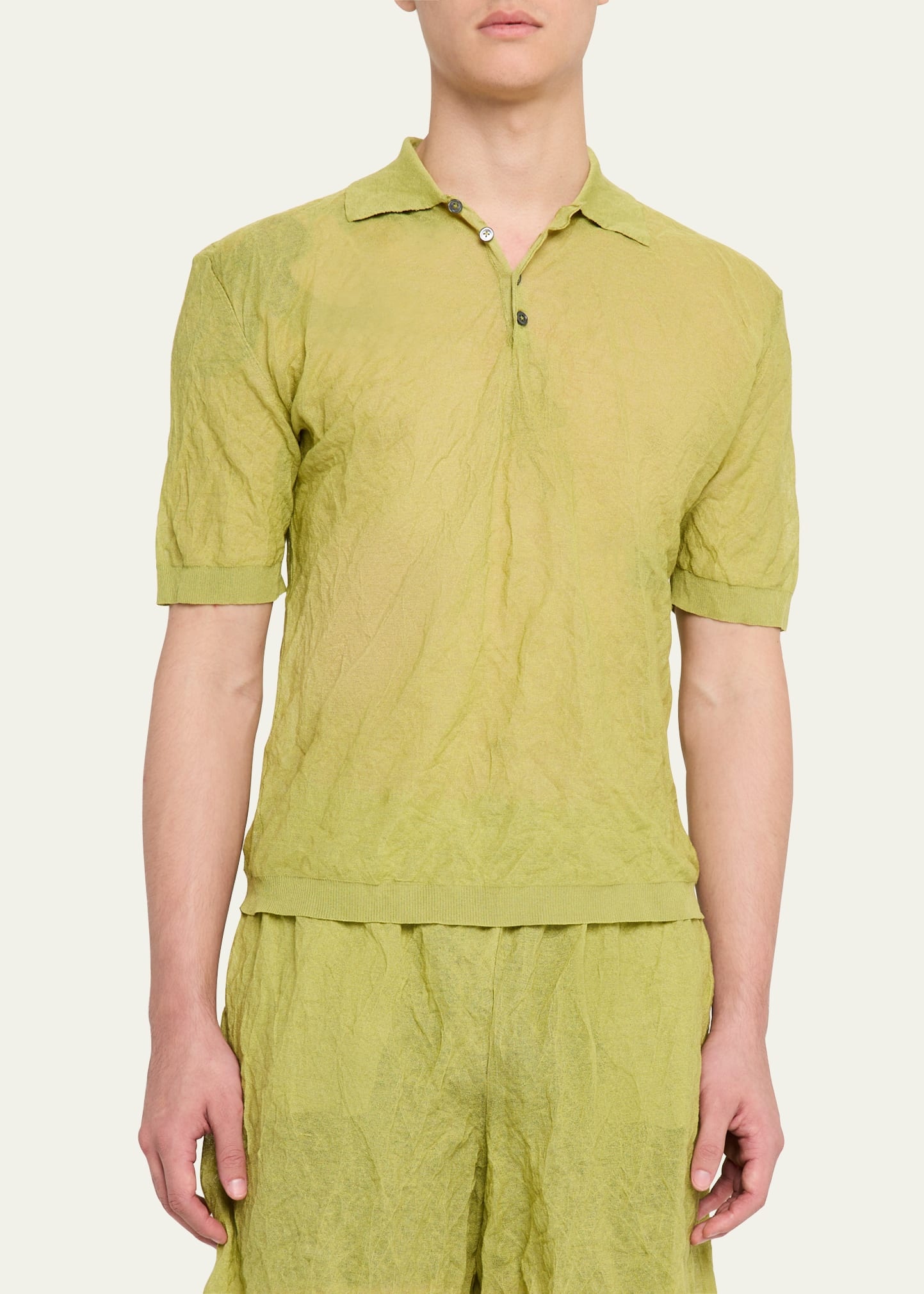 Men's Origami Crinkled Polo Shirt - 4
