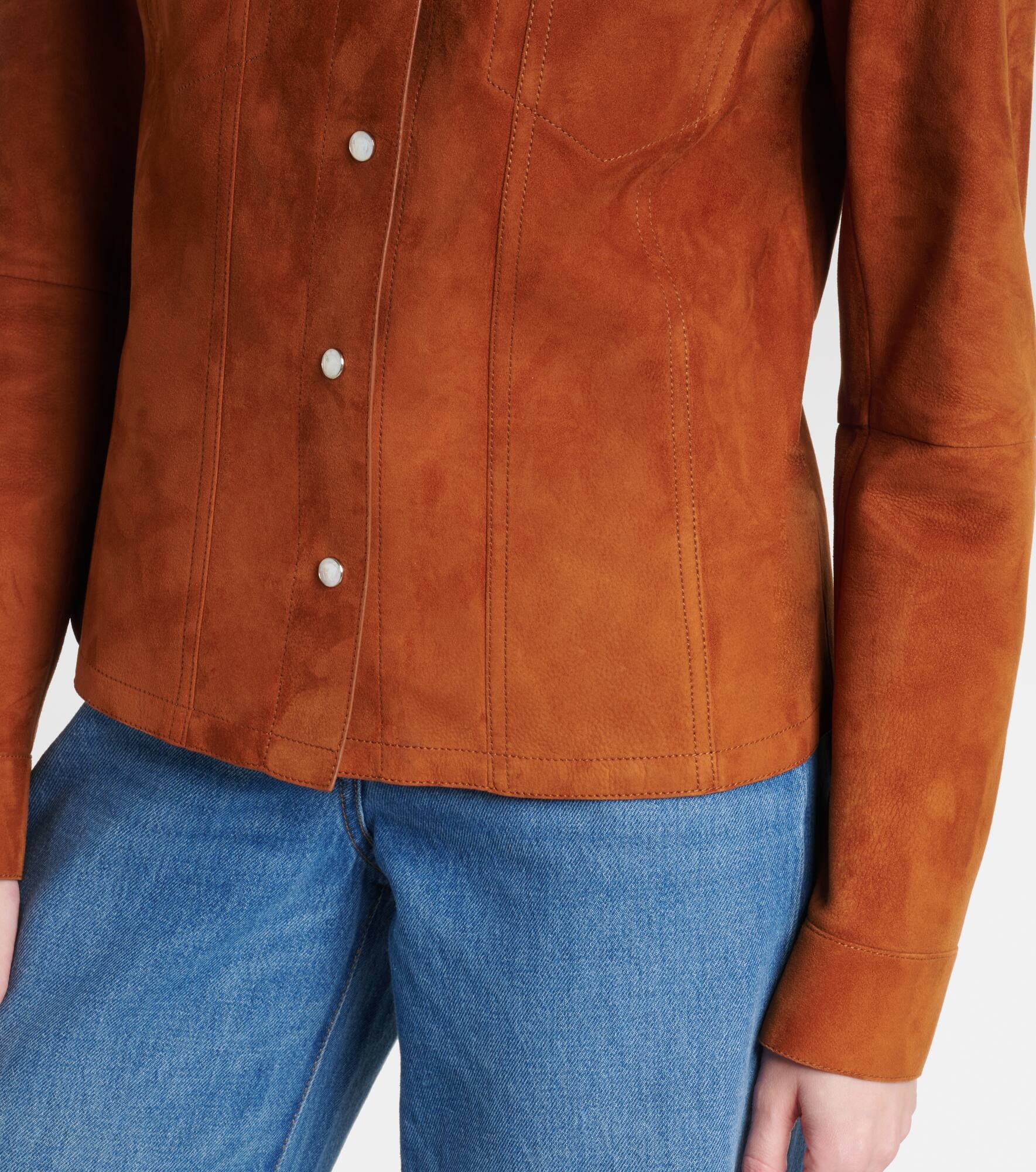 Floral-appliqué suede jacket - 5