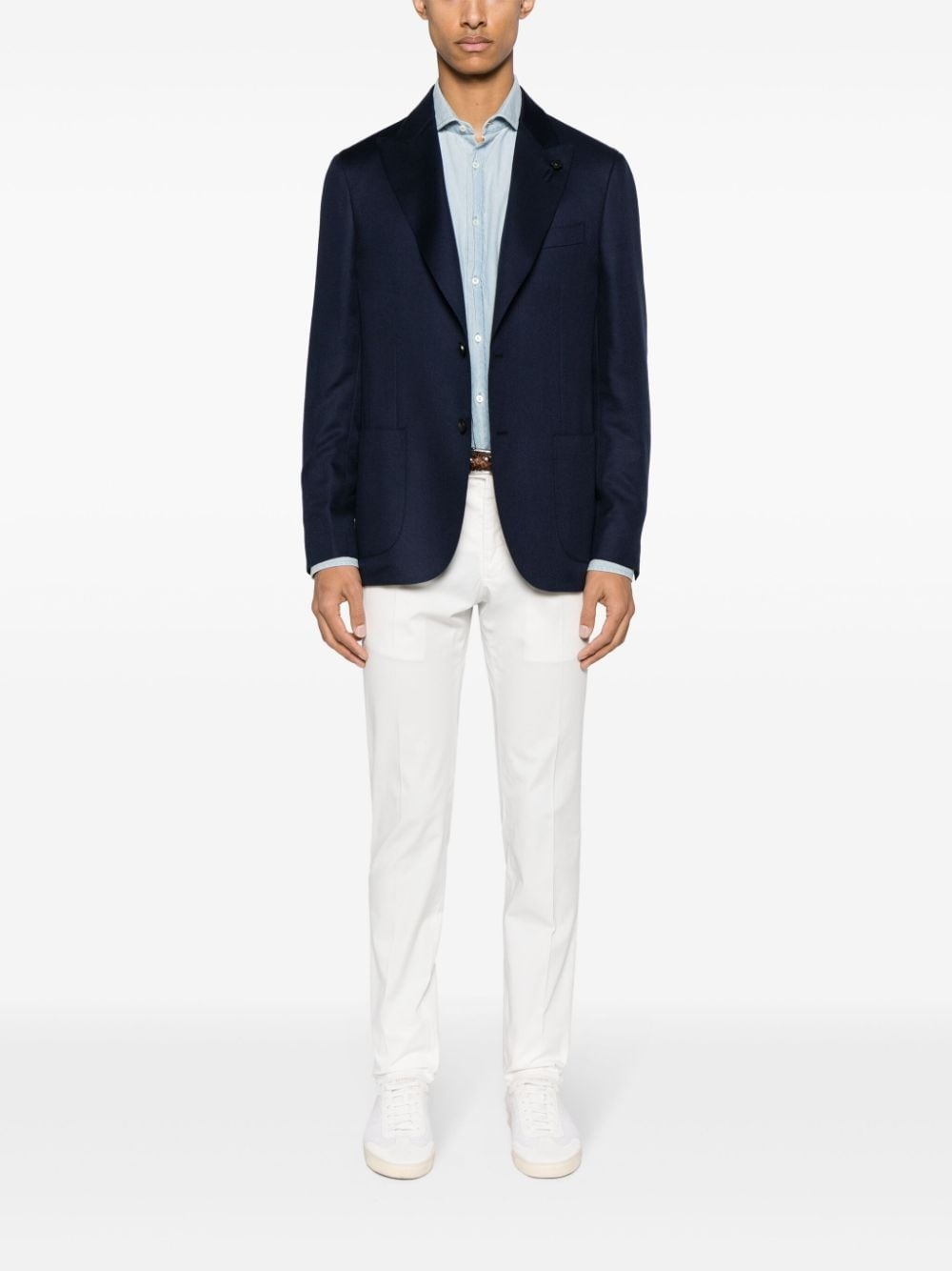 single-breasted twill blazer - 2