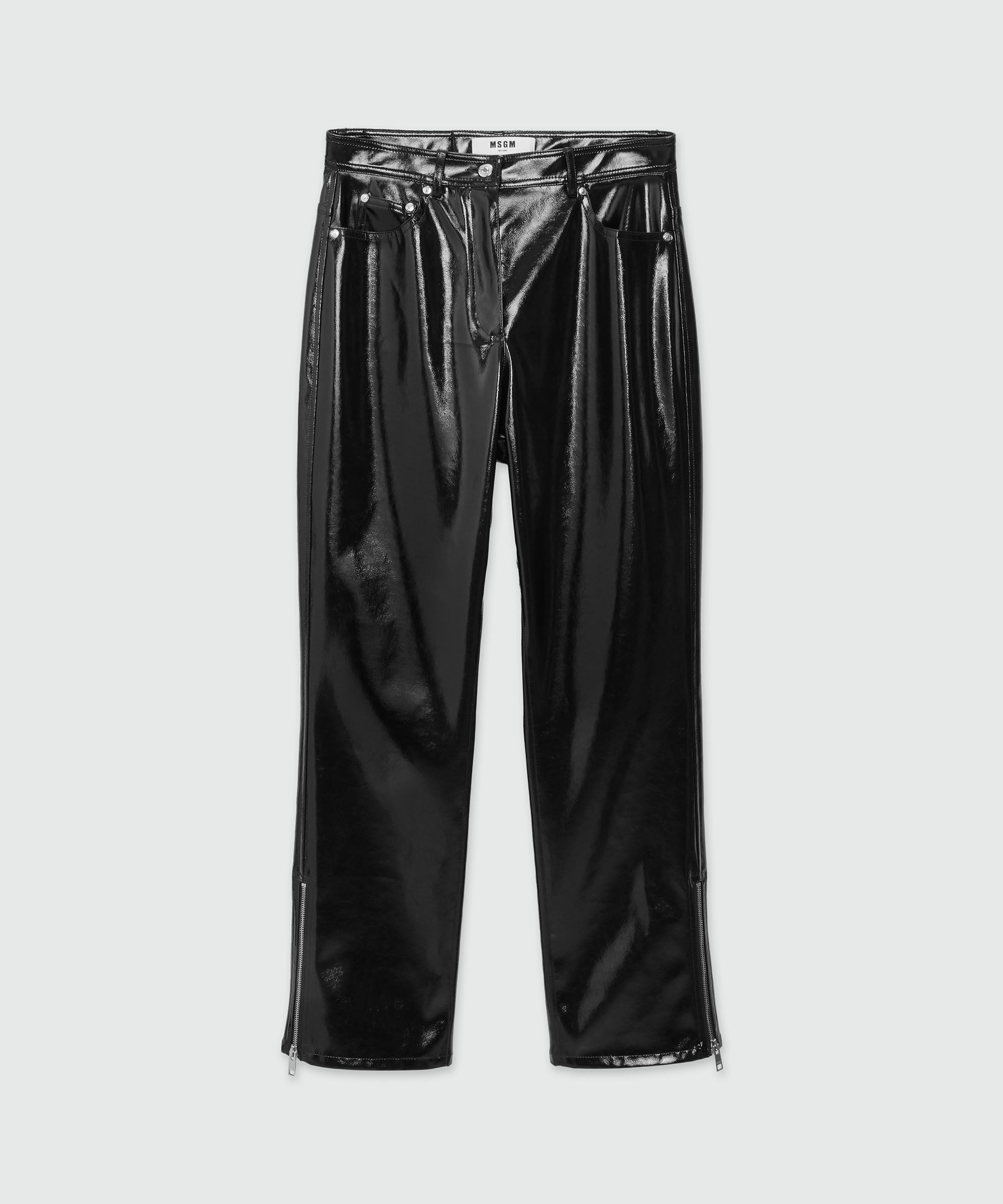 Petent leather pants with bottom zipper - 1