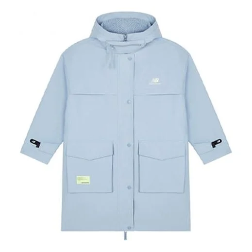 (WMNS) New Balance Big Pocket Solid Color Hooded Jacket Blue AWJ21304-BMT - 1