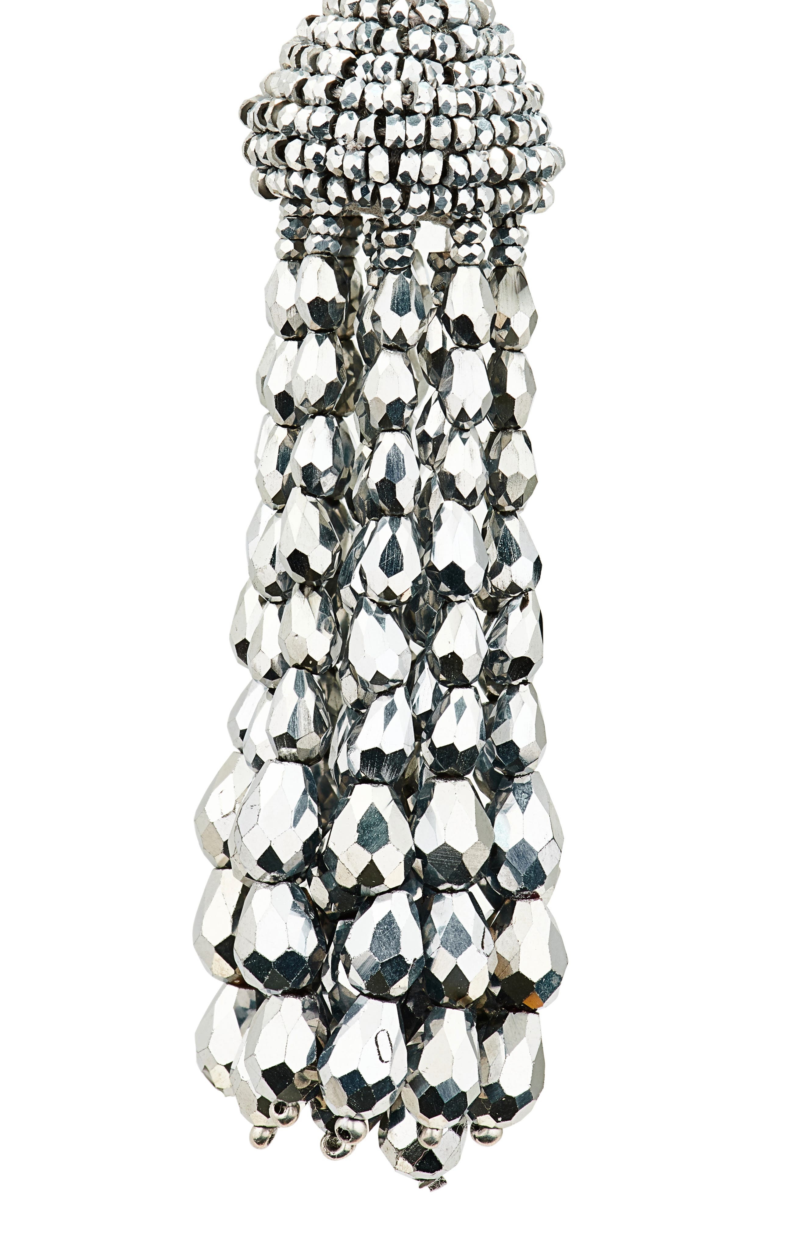 Oscar de la Renta Beaded Chandelier Clip-On Earrings in Silver at Nordstrom - 6