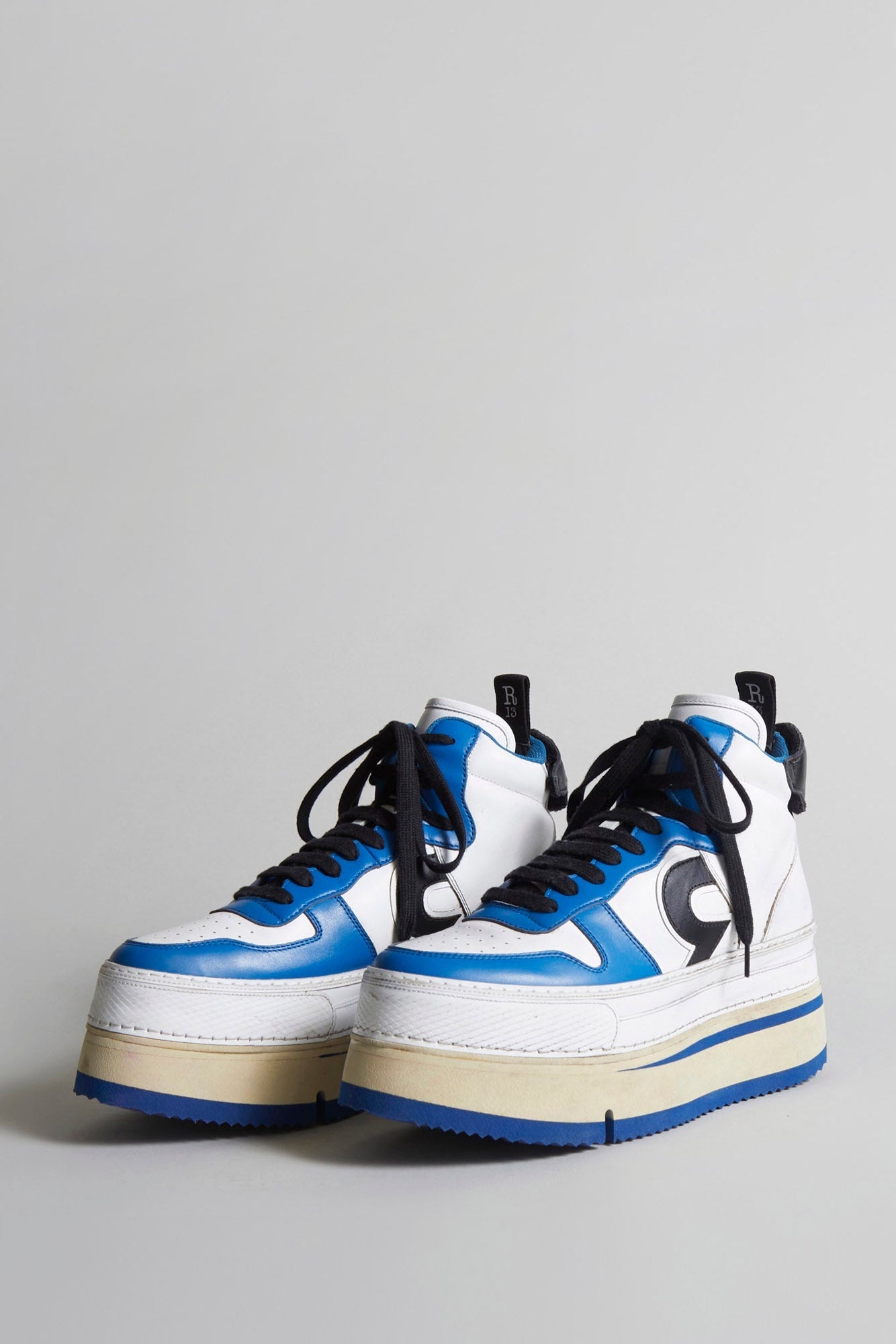 RIOT LEATHER HIGH TOP - SKATE WHITE & COBALT - 1