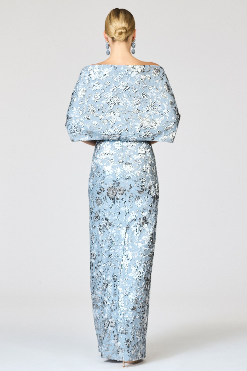 METALLIC CLOQUE HUG SHAWL - PEWTER GARDENS 4