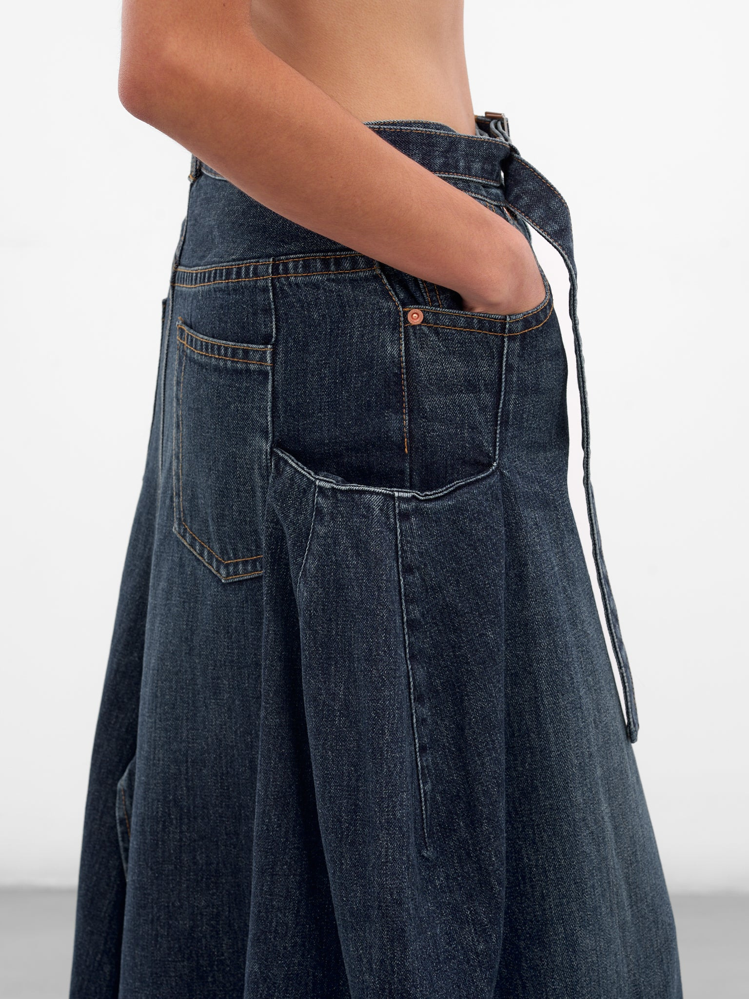 Blue Denim Deconstructed Maxi Skirt - 5
