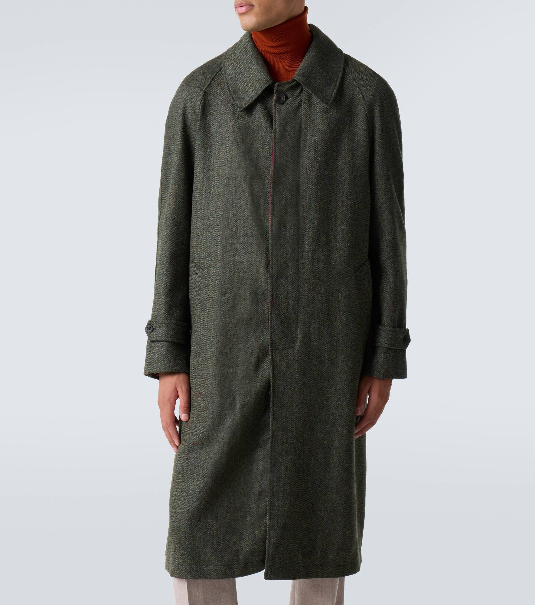 Herringbone virgin wool coat - 3