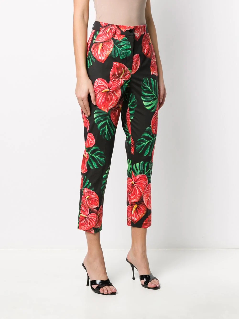 laceleaf print cropped trousers - 3