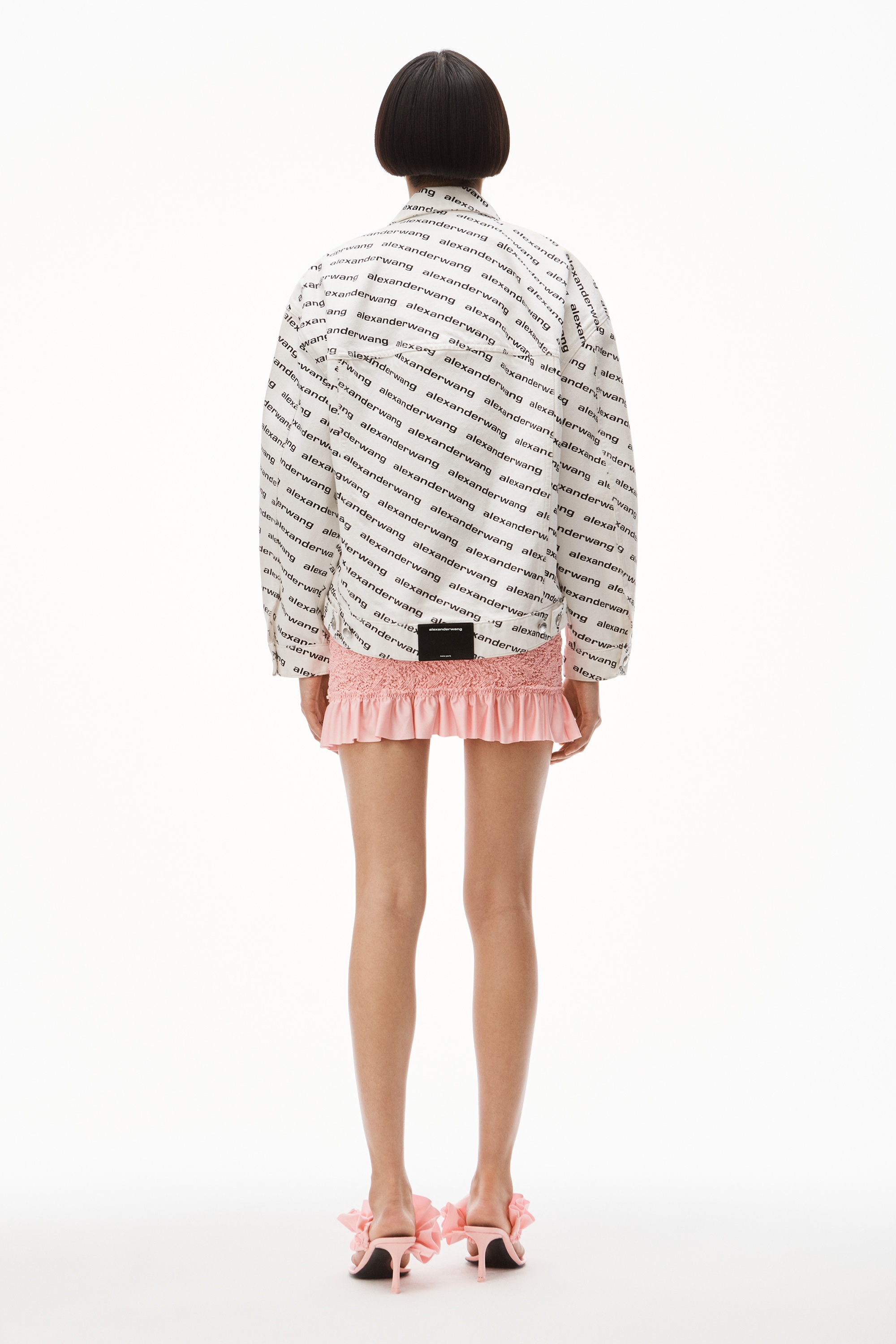 FALLING BACK LOGO JACKET IN WHITE DENIM - 5