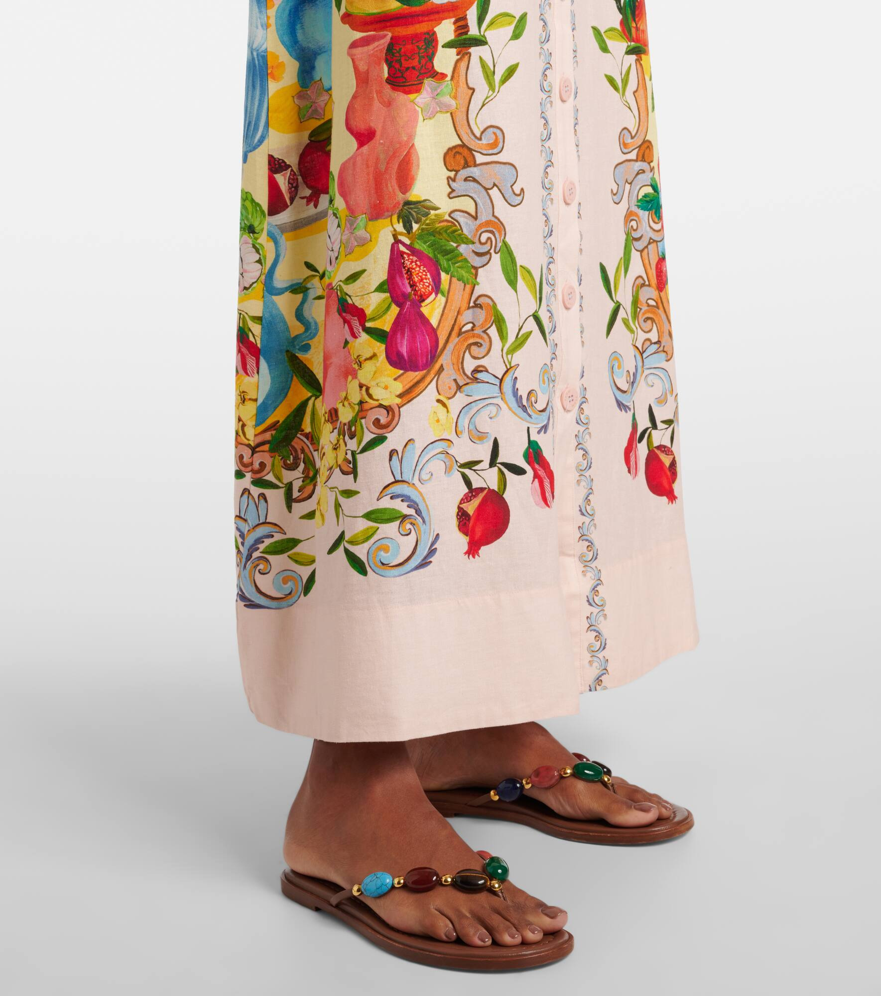 Floral linen-blend maxi dress - 5