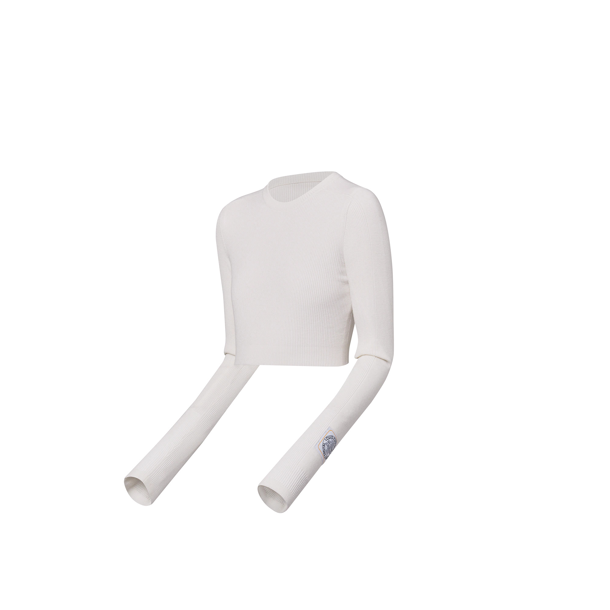 Cropped Fine Ribbed Knit Sweater - 2