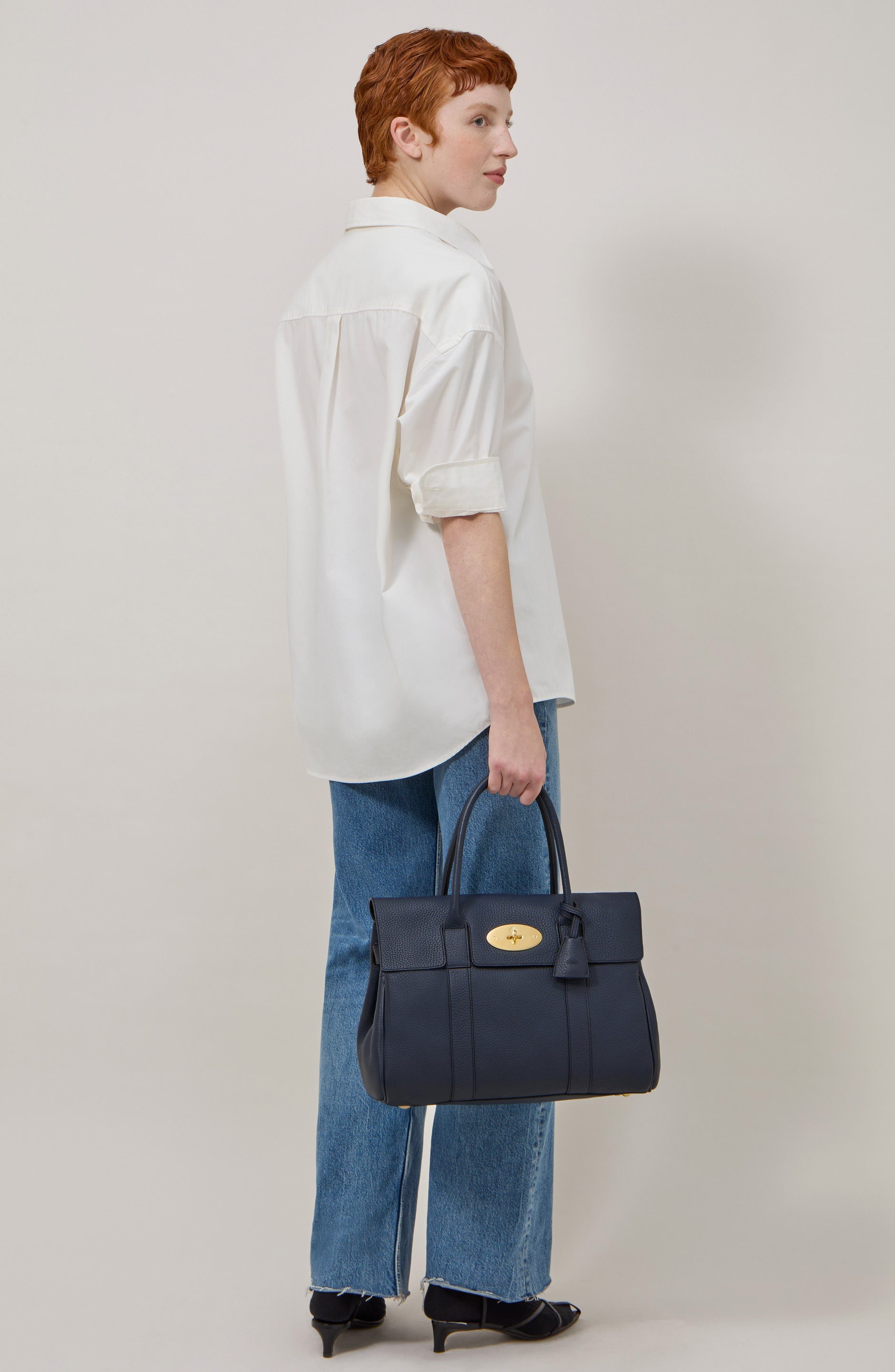 Mulberry Bayswater Grained Leather Satchel in Night Sky at Nordstrom - 2