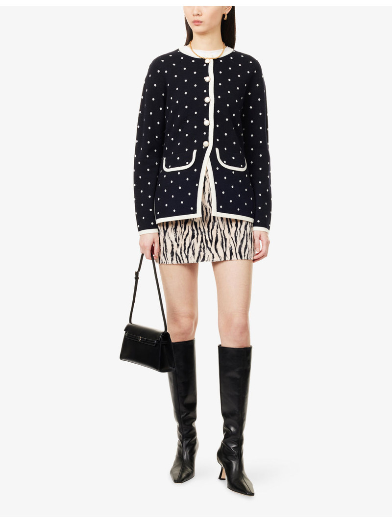RIXO Mirja Polka-Dot Stretch-Wool Cardigan outlook
