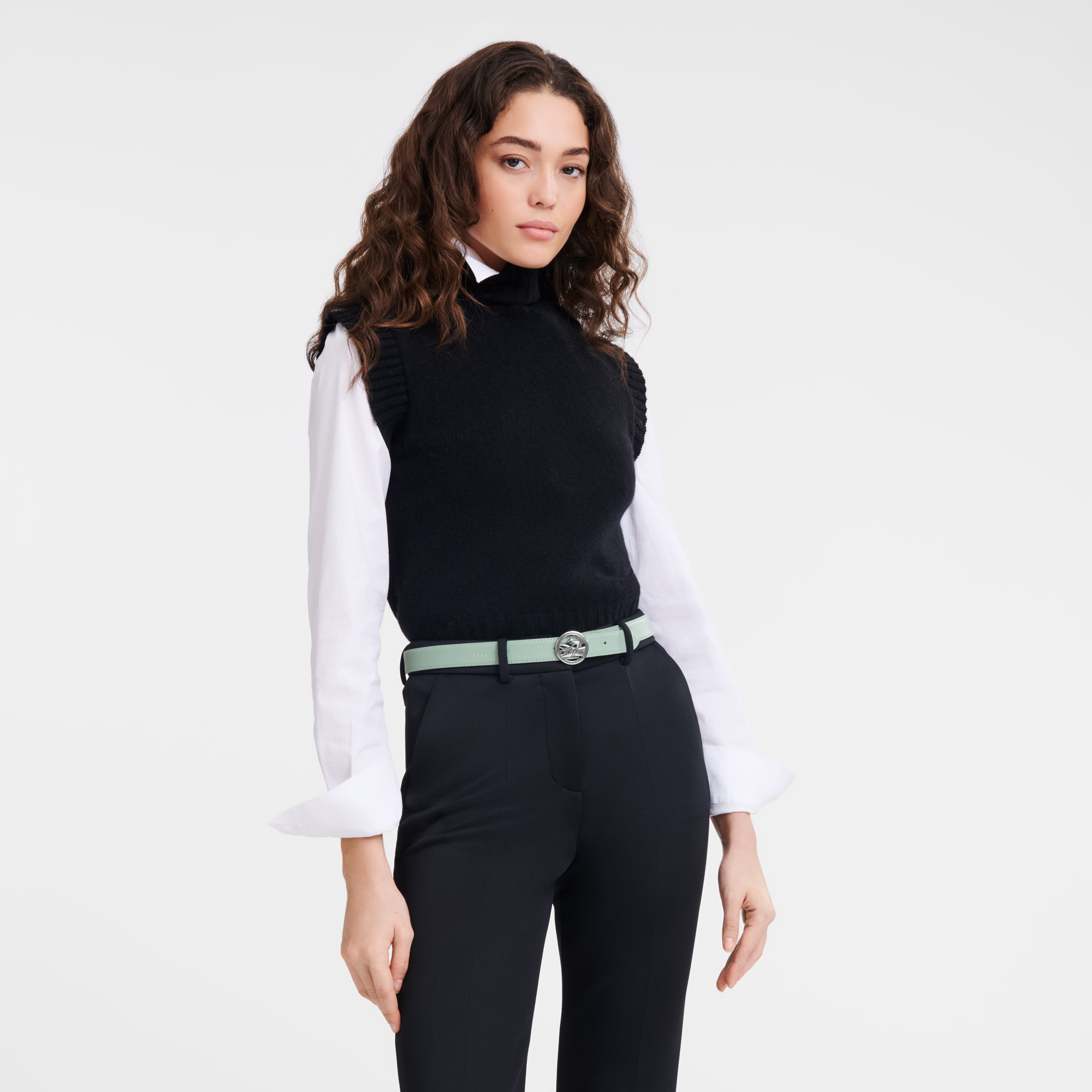 La Médaille Longchamp Ladies' belt Celadon - Leather - 2