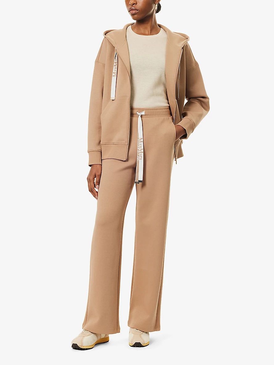 S Max Mara Bali Logo-Drawstring Wide-Leg Cotton-Blend
