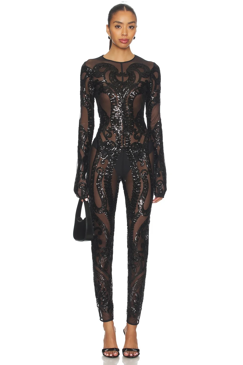 Long Sleeve Crew Neck Catsuit - 1