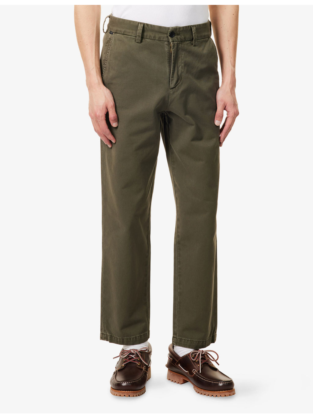 Flat Front Chino Tapered-Leg Cotton Trousers - 3