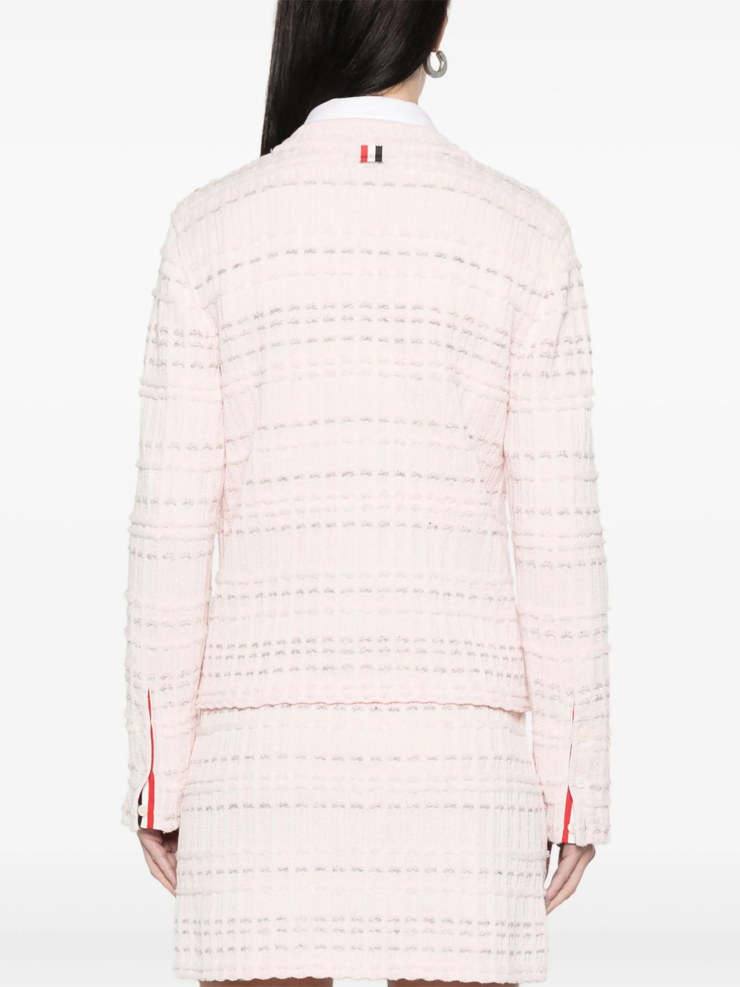Seersucker Knit Tweed Jacquard Cardigan Women - 4