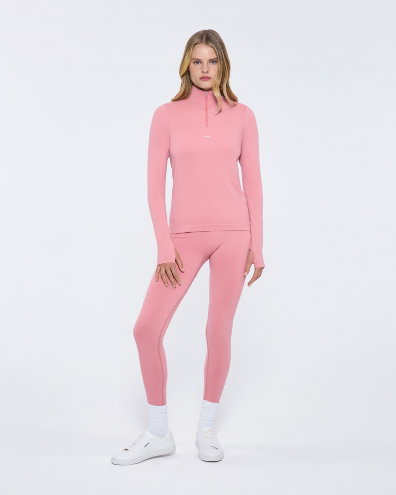 PANGAIA Womens Plant-Stretch Zipped Long Sleeve Top - Dewy Rose outlook