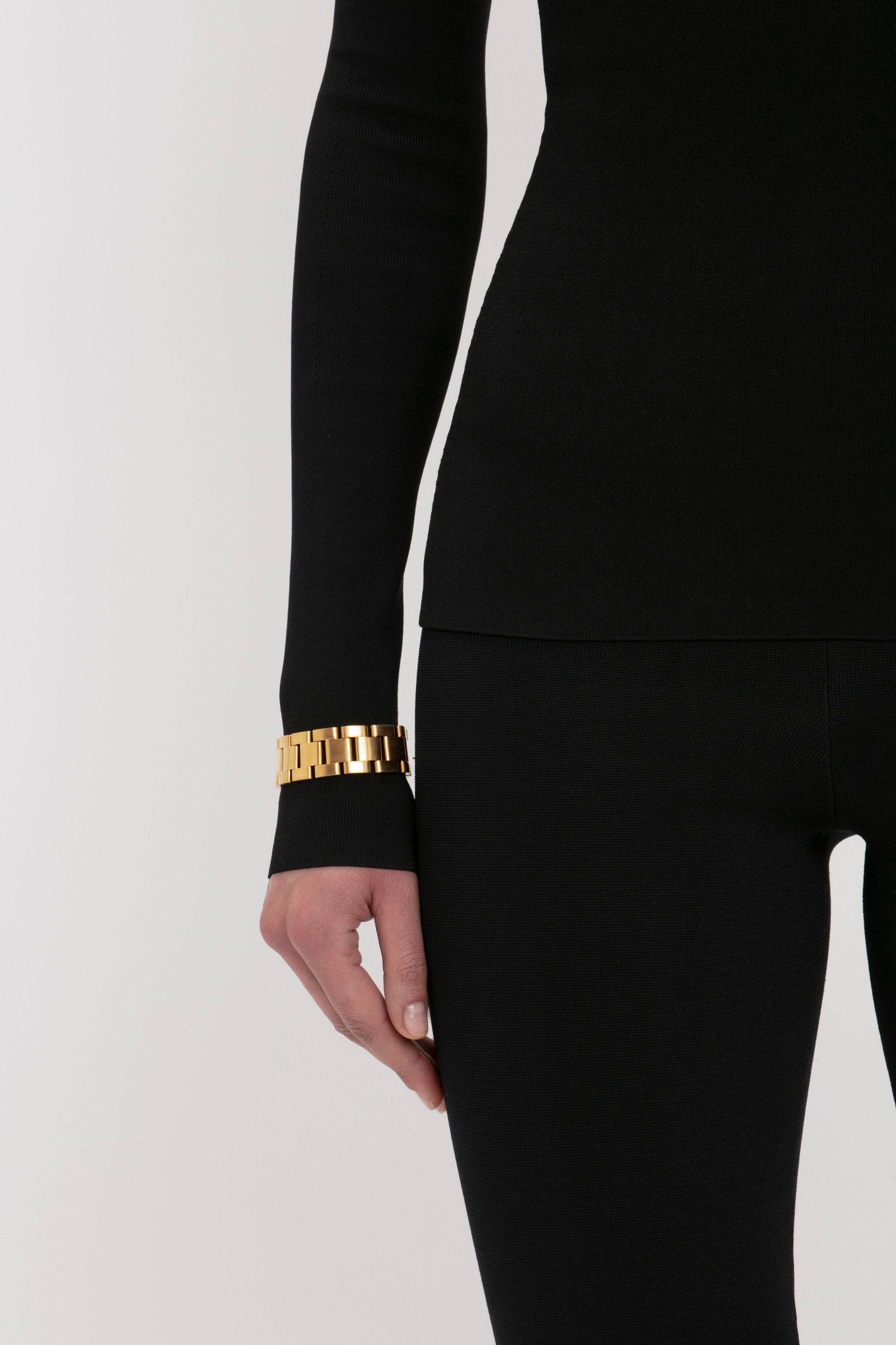 VB Body Front Slash Crew Neck Top In Black - 10