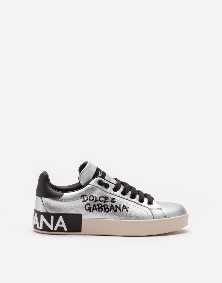 Calfskin nappa Portofino sneakers with lettering print - 1