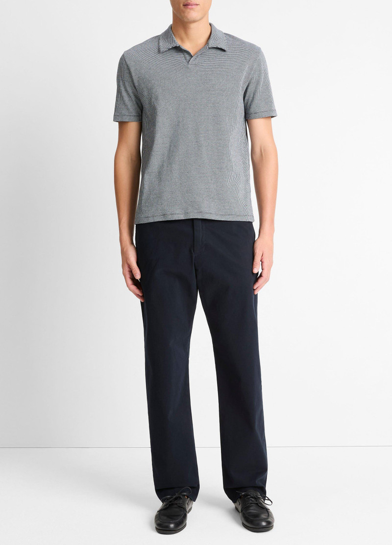 Houndstooth Pima Cotton Johnny-Collar Polo Shirt 4