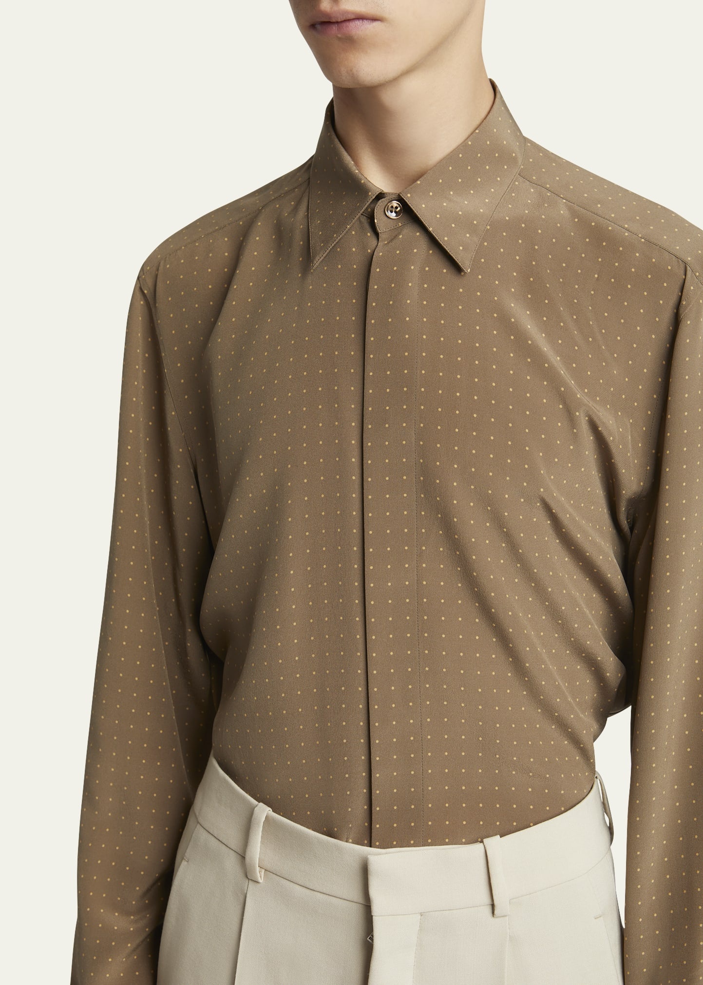 Men's Dotted Crepe de Chine Dress Shirt - 5