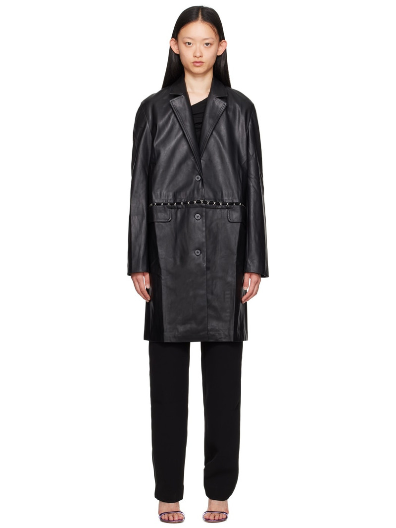 Black Tailored Faux-Leather Jacket 1