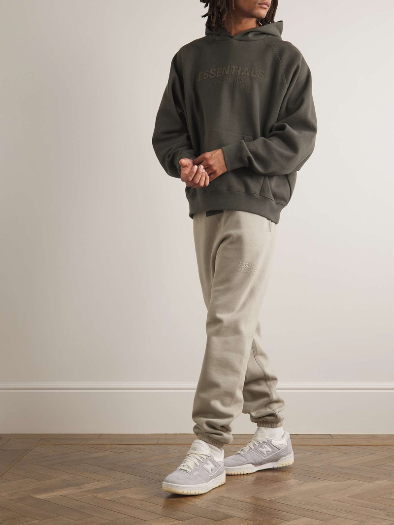 ESSENTIALS Logo-Appliquéd Waffle-Knit Cotton-Blend Hoodie outlook